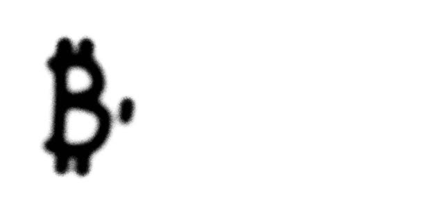 Надпись Брызгами Биткойна Изолирована Граффити Концепт Арт Криптовалютного Бизнеса Кибербезопасности — стоковое видео