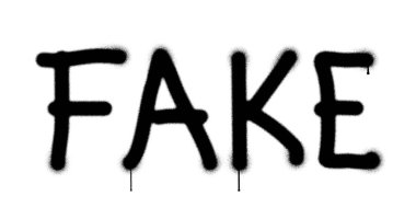 İzole edilmiş sahte tabela spreyi. Graffiti konsepti yalan ve yanlış haber işareti sanatı. Hava fırçası boyası. Şehir soyut sanat eserleri. Alfa kanalı siyah ve beyaz.