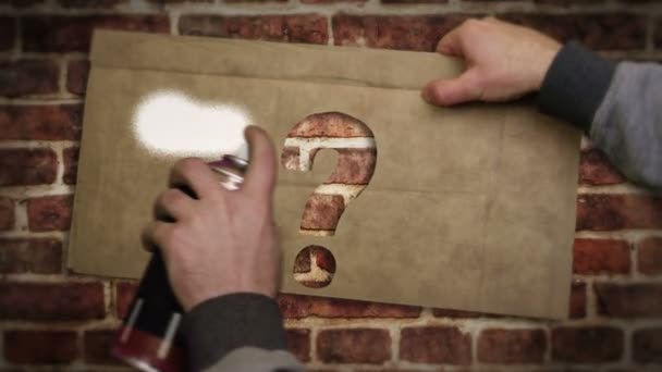 Question Mark Symbol Spray Painted Brick Wall Graffiti Art Concept — Stock Video