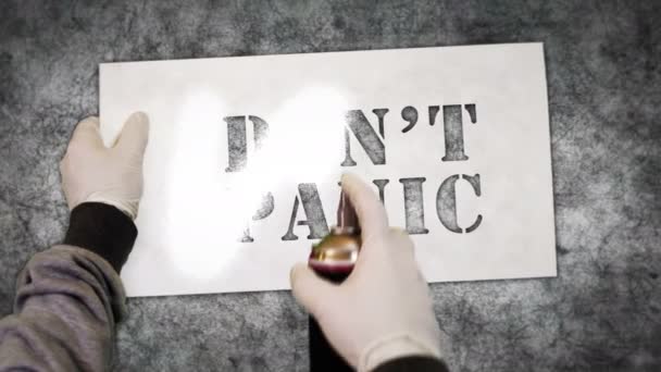 Don Panic Sign Spray Painted Concrete Wall Graffiti Concept Art — Stock Video