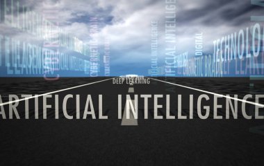 Yapay zeka derin öğrenme ve sibernetik beyin soyut kavramı. dijital, teknoloji, siber, ai ve robot metin 3d illüstrasyon.