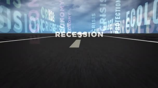 Crisis Text Road Abstract Loop Concept Economy Ecology Recession Hse — Stock Video