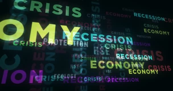 Economie Crise Récession Concept Boucle Abstraite Écologie Hse Texte Protection — Video