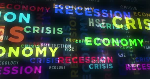 Economie Crise Récession Concept Boucle Abstraite Écologie Hse Texte Protection — Video