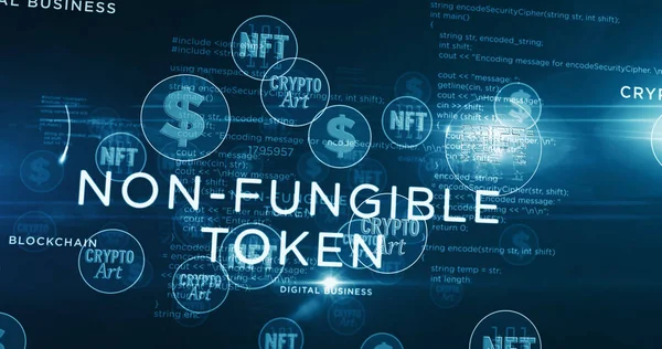 Nft Crypto Art Technologie Sammlerstücke Blockchain Transaktionen Und Nicht Fungible — Stockfoto
