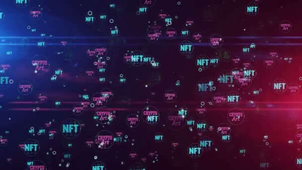 Nft Crypto Art Tecnología Fondo Concepto Abstracto Coleccionables Transacción Blockchain — Vídeos de Stock