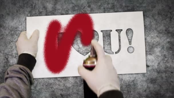 Love You Zeichen Spray Auf Die Betonwand Gemalt Graffiti Konzeptkunst — Stockvideo