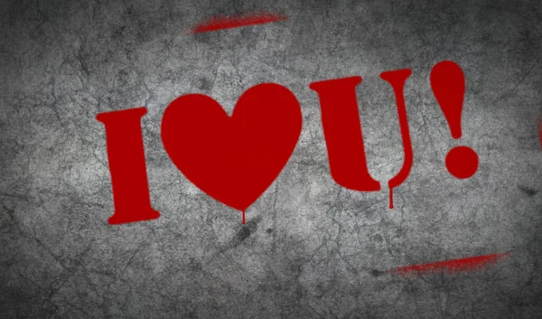 Love You Sign Spray Painted Concrete Wall Graffiti Concept Art — Stock Photo, Image