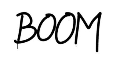 Bum sprey boyayla boyanmış yazı izole edilmiş. Çizgi roman sanatının graffiti konsepti. Hava fırçası boya metni. Şehir soyut sanat eserleri. Alfa kanalı siyah ve beyaz.