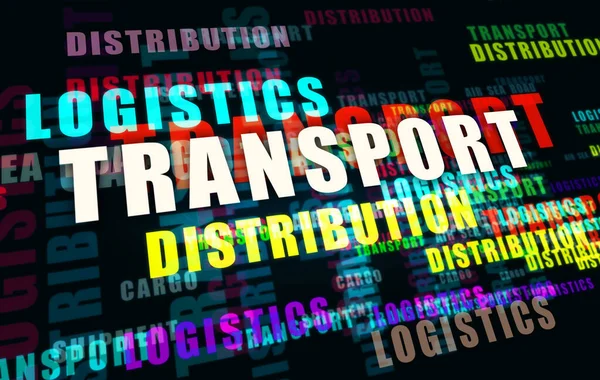 Logística Transporte Distribución Concepto Abstracto Envío Carga Transporte Texto Ilustración —  Fotos de Stock