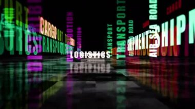 Metni kusursuz 3D soyut animasyonla aktarın. Lojistik, sevkiyat, dağıtım ve kargo kavramı.