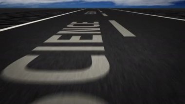 Yol üzerinde bilim metni. Soyut döngü konsepti, araştırma ve frengi. Kusursuz döngü 3D animasyon. Caddenin karşısına geçiyor..