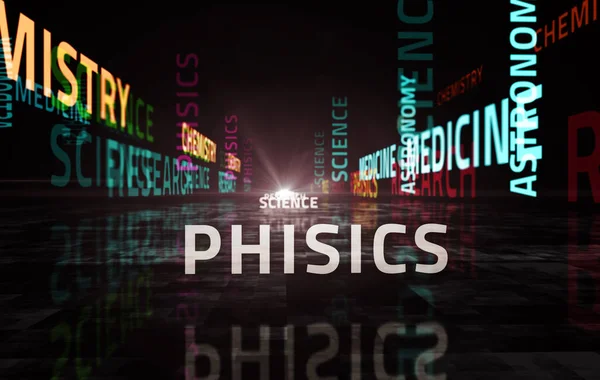 Vetenskap Forskning Och Fysik Abstrakt Begrepp Färg Text Illustration — Stockfoto