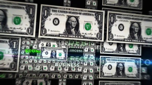 お金の3Dイラストのドルの山 米ドルの銀行券は 米国の金融 経済危機 インフレ ビジネスの背景概念 — ストック写真