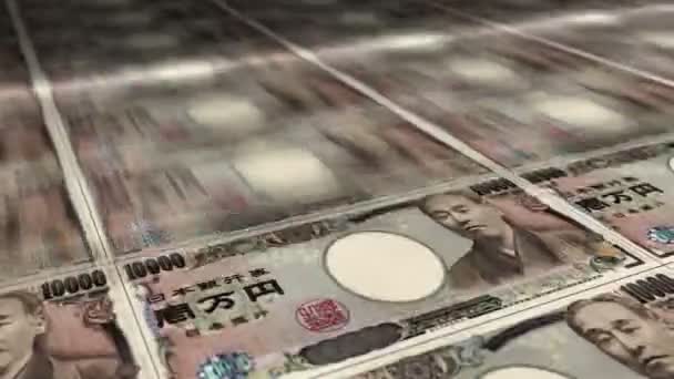 Stampa Fogli Denaro Yen Giapponese Stampa Loop Banconote Jpy Concetto — Video Stock