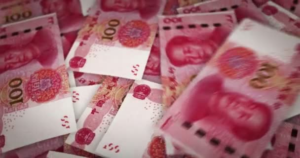 人民元のお金の山の成長 Cny銀行券ループ回転 中国の金融 経済危機 インフレ ビジネスのシームレスでループ化された背景概念 — ストック動画