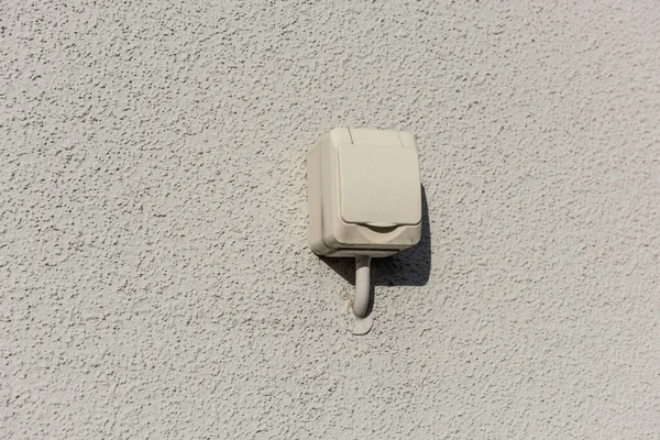 Outdoor Power Outlet White Wall — Stock Photo, Image