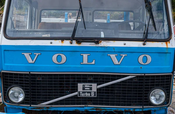 Lindesnes Noruega Agosto 2005 Frente Camião Volvo F614 Azul Branco — Fotografia de Stock