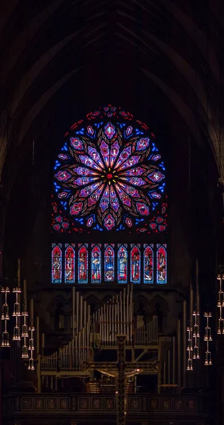 Trondheim Norway November 2004 Nidaros Cathedral North Face Stained Glass — Stock Photo, Image