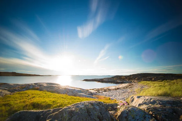 Wide Angle Photo Sand Beach Cliffs Summer Stock Image