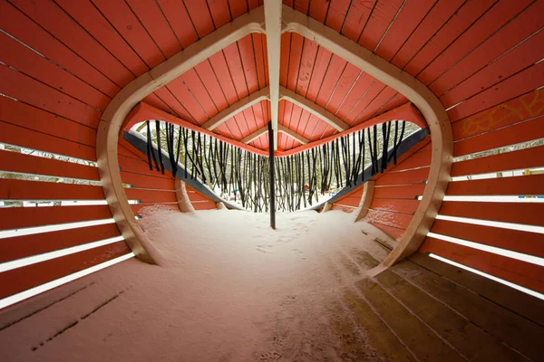 Uvnitř Hřiště Velryba Postavená Dřeva — Stock fotografie