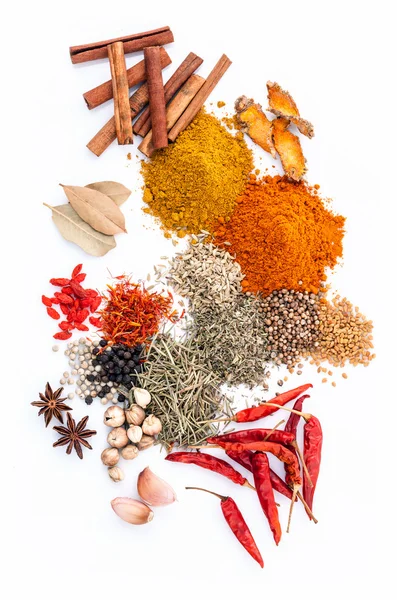 Assorted of spices black pepper ,white pepper,fenugreek,cumin Stock Image