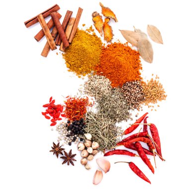 Assorted of spices black pepper ,white pepper,fenugreek,cumin ,b
