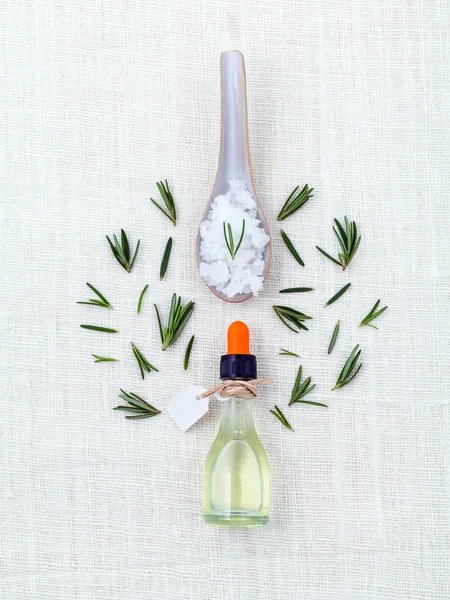 Natural Spa Ingredients  rosemary essential oil for aromatherapy — Stock Photo, Image