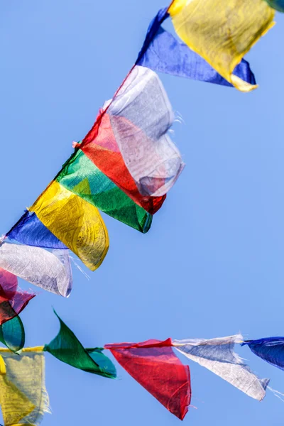 Buddhist prayer flags the holy traditional flag in Bhutan — Stock Photo, Image