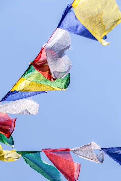 Buddhist prayer flags the holy traditional flag in Bhutan — Stock Photo, Image