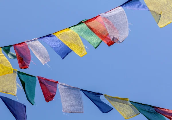 Buddhist prayer flags the holy traditional flag in Bhutan — Stock Photo, Image