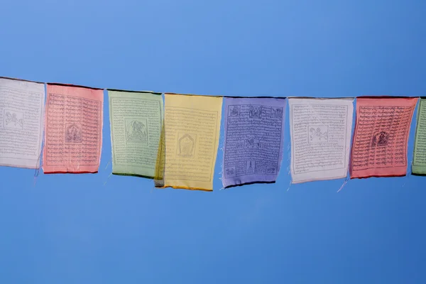 Buddhist prayer flags the holy traditional flag in Bhutan — Stock Photo, Image
