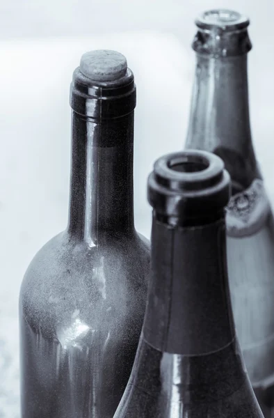 Some very old wine bottles - in  Black and White shot. — Stock Photo, Image