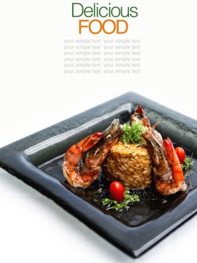 Risotto king ile karides ve kiraz domates.