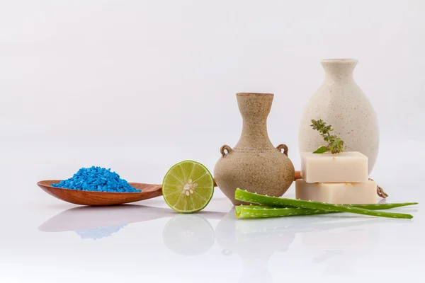 Spa treatment  sea salt and herbs natural spa Ingredients for sc — Stock fotografie