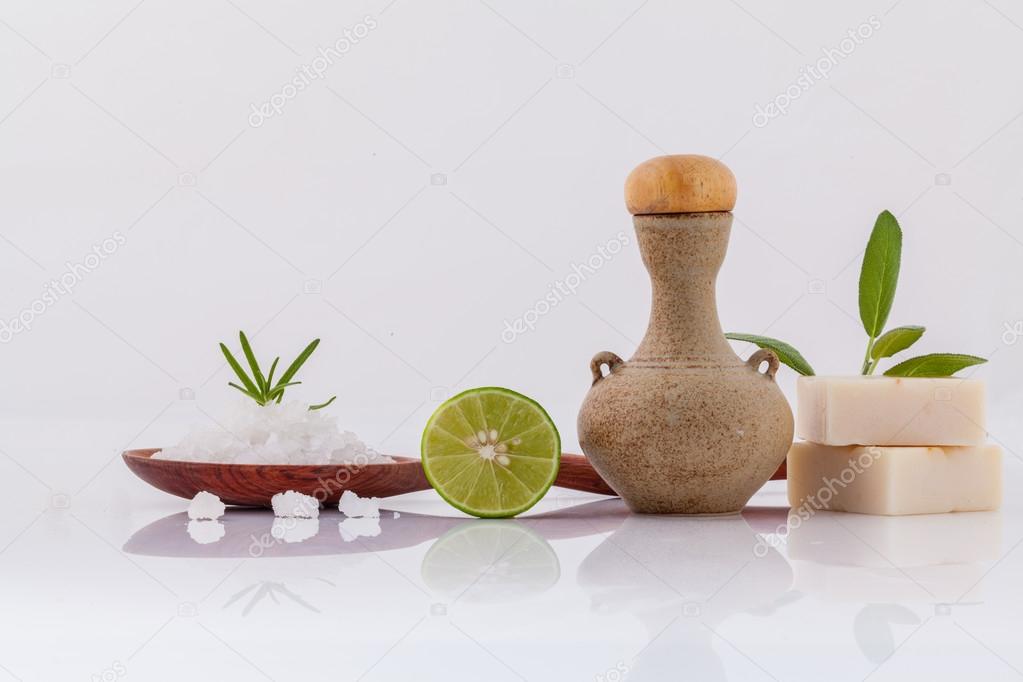 Spa treatment  sea salt and herbs natural spa Ingredients for sc