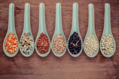 Mixed Whole grain Traditional Thai rice in the spoon best rice f