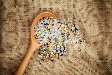 Mixed multi grain traditional thai rice ,corn ,sunflower ,rye ,s