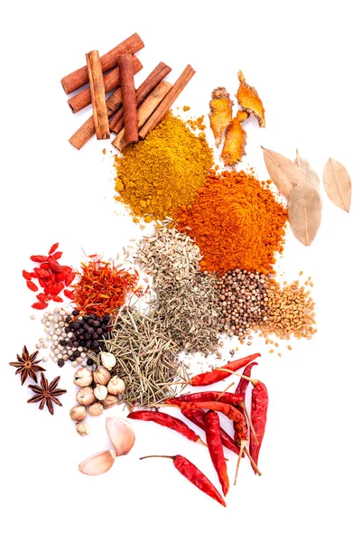 Assorted of spices black pepper ,white pepper,fenugreek,cumin ,b Royalty Free Stock Photos