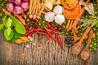 Assortment of  Thai food Cooking ingredients spice taste ,health
