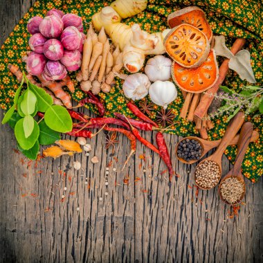 Assortment of  Thai food Cooking ingredients spice taste ,health