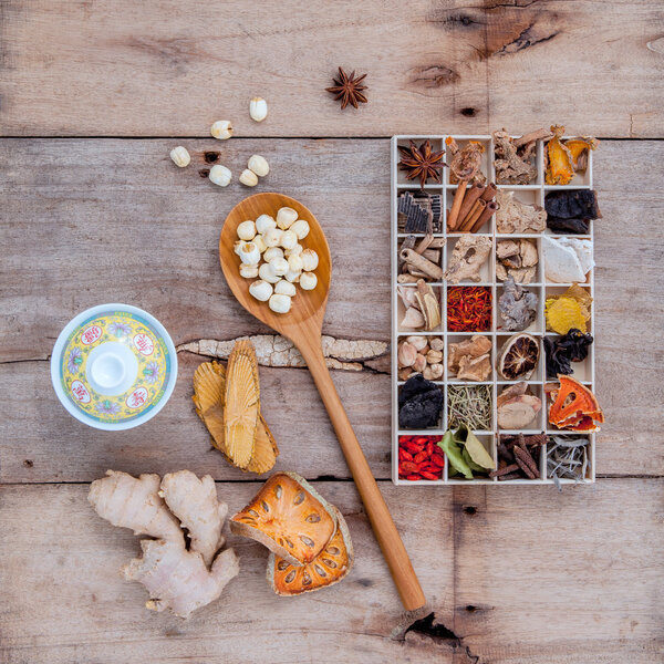 Alternative health care dried various Chinese herbs