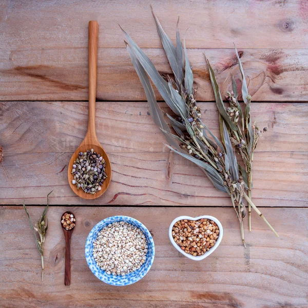 Healthy food, Organic whole grains millet rice in the bowl — Stock Fotó