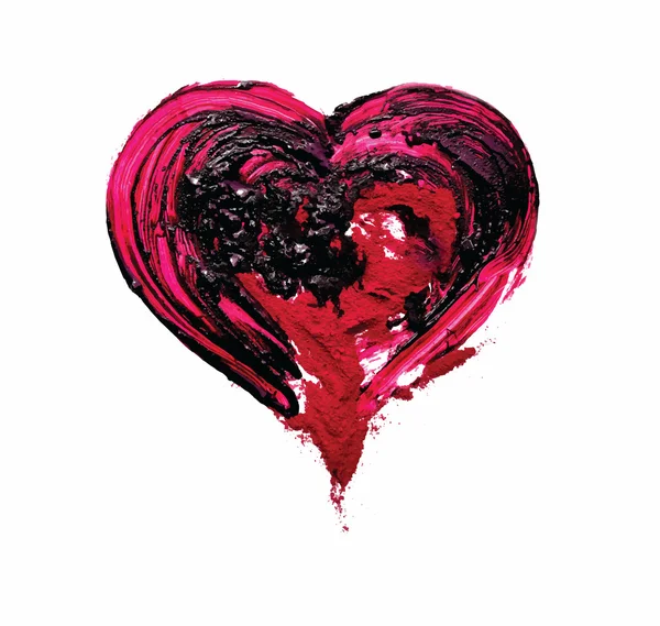 Rood hart. olie en rode pigment. vector. pait prosess maken. — Stockvector
