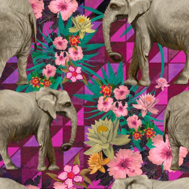 Samless desen Hint filler ile. Elle çizilmiş resim.