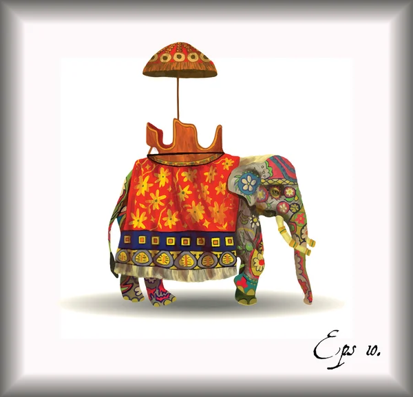 Ilustrație elefant indian. Vector desenat manual . — Vector de stoc