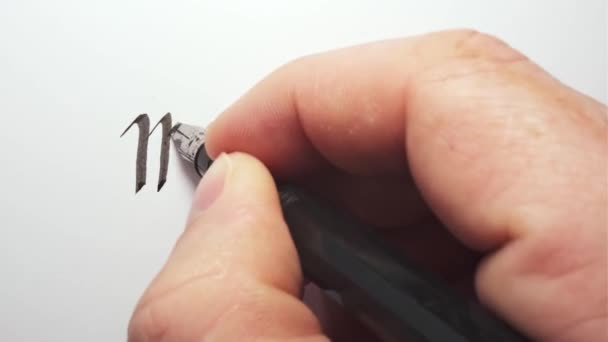 Mon blog. Écrire à la main avec un stylo. Calligraphie en gros plan. — Video