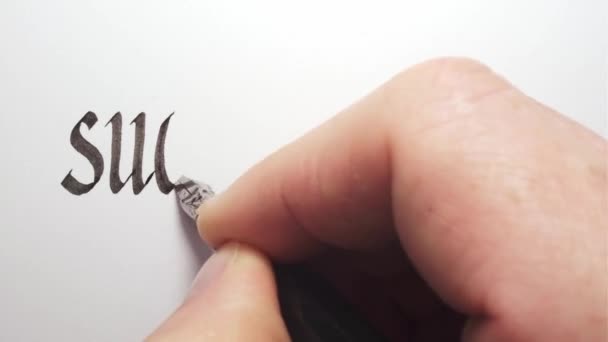 Success story. Hand writing with a pen. Calligraphy closeup. — Stock Video