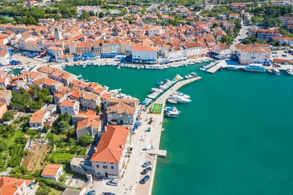 Vue Panoramique Sur Marina Vieille Ville Cres Croatie — Photo