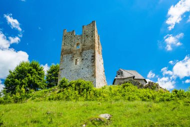 Hırvatistan 'ın Lika kentindeki Brinje' de ortaçağ şatosu harabeleri